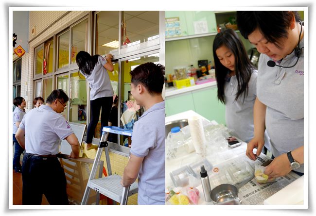 恩錸富至光榮之家擔任志工，不僅安排手工皂體驗活動，也為住民打掃環境