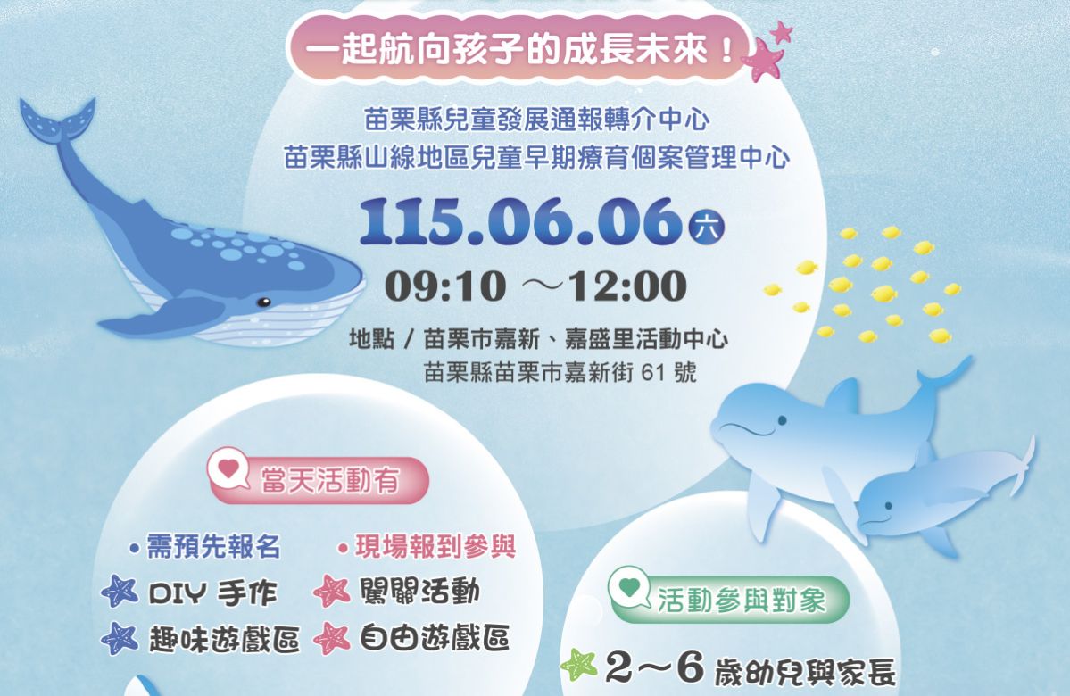 苗栗「海洋小探險 伊起發展大發現」 6/6歡迎親子來探險