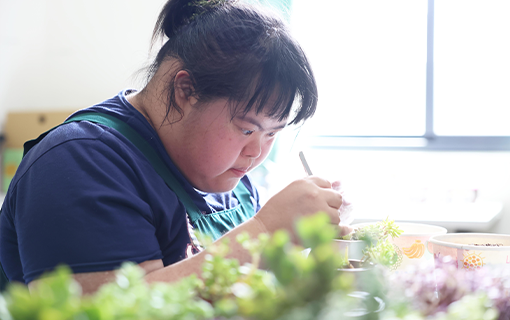 唐氏症小琪 洗車、做多肉植物樣樣來